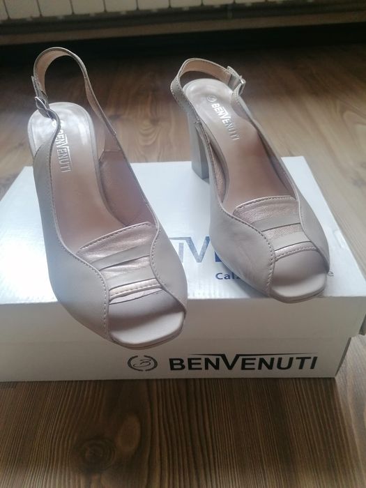 Sandale bej din piele, Benvenutti, nr. 36