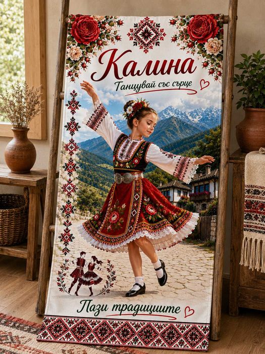 Персонализирана плажна кърпа, създаденаза малки шампиони