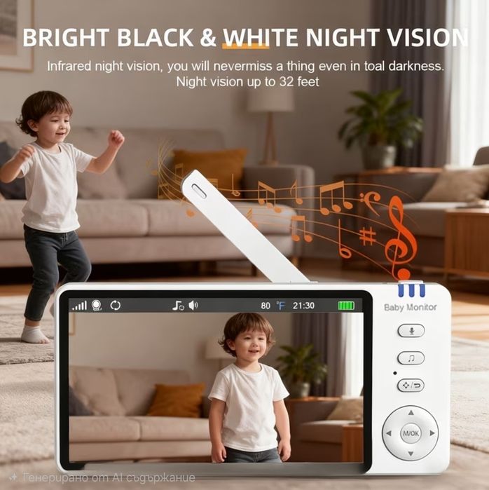 Видео бебефон 5" инча чисто нов