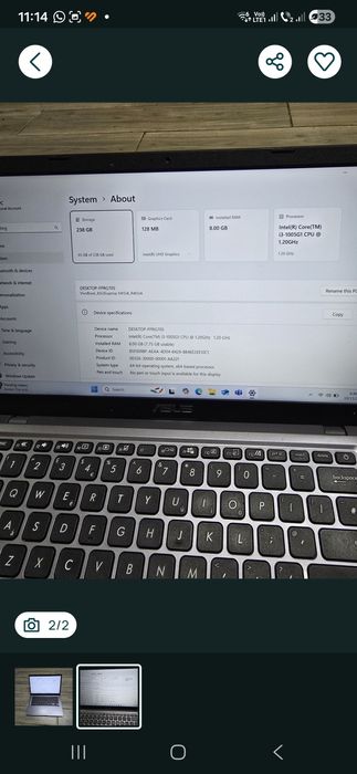 Asus X415, i3-1005G1, ram 8gb, ssd 256gb, bat 3h