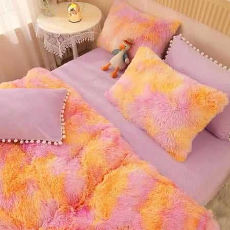 Lenjerie De Pat Pufoasa FLUFFY -Cu Ciucuri