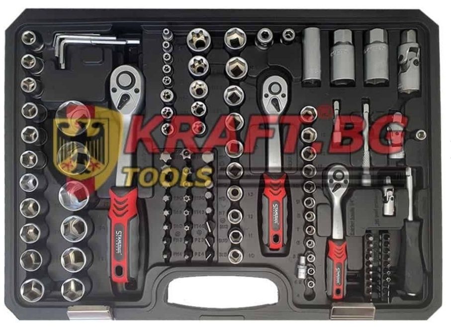 Куфар с инструменти Гедоре 172 части с 3 боря Тресчотки