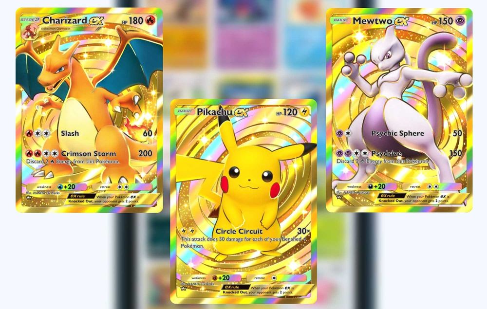 Карти Покемон / Pokemon Cards . Златни и цветни PVC POKEMON карти 55бр