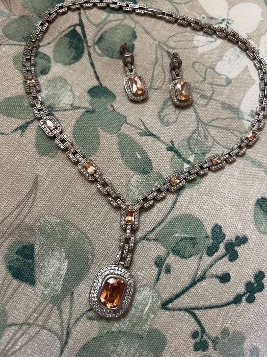 Сребърен комплект колие и обеци 54 грама