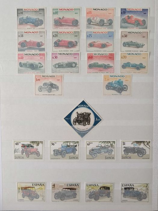 Vand colectie de timbre cu tematica masini