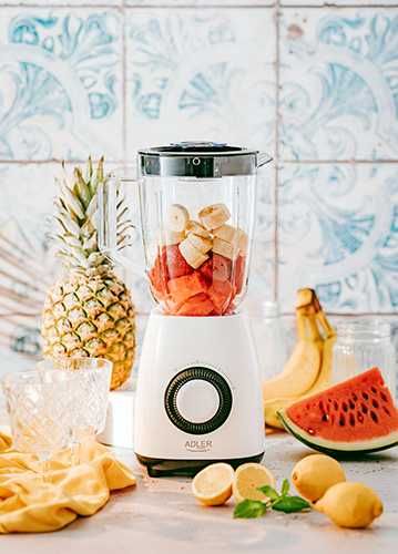 Blender Adler AD 4085, 1000 W, 2 viteze, bol 1,5 L, 4 lame inox, alb