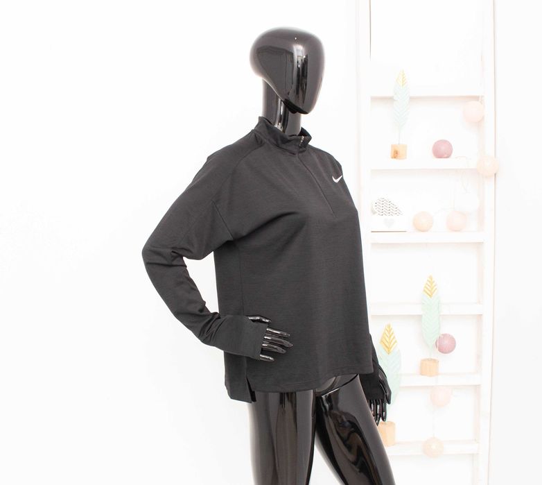 Nike Running Оригинална дамска блуза черна за бягане с цип М