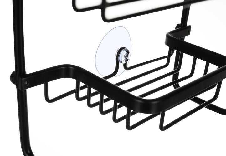 Рафт за баня без пробиване, 3 кошници, черен Loft дизайн