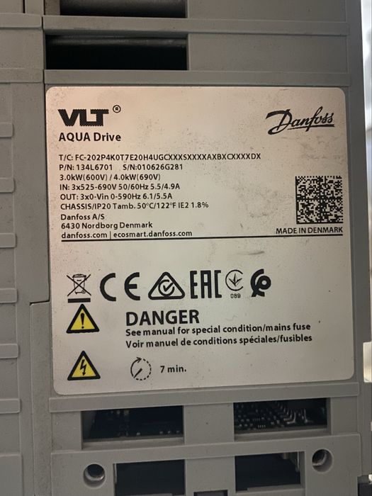 Преобразователи частоты Danfoss 4 кВт