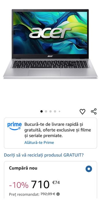 Laptop Acer Aspire Go 15, Ecran IPS FHD de 15,6 inci , NOU