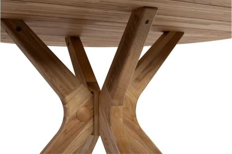 Круглый стол D110 из дуба + 4 стула (массив!) в скандинавском стиле