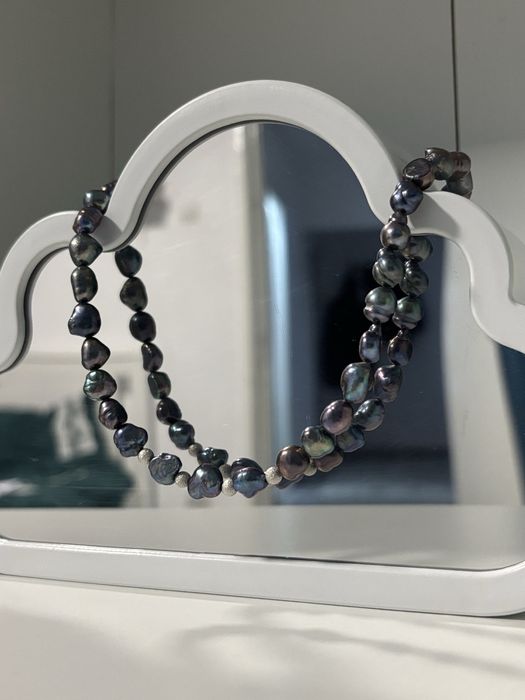 Colier Perle de Cultura Petrol Argint