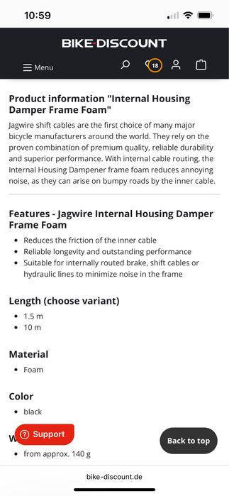 Jagwire Internal Housing Damper Frame Foam