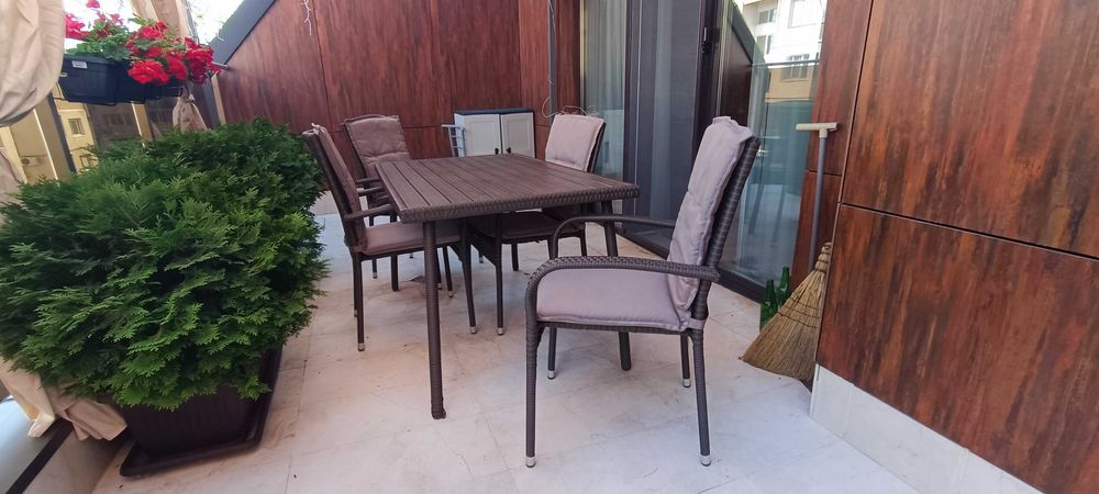 Градински ратанов комплект маса + 4 бр. столове