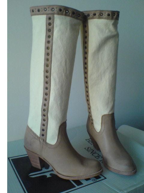 cizme Frye 37 - 37,5, piele si canvas, noi, superbe