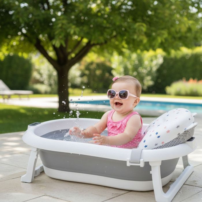 Хит! Сгъваема бебешка вана с термометър и възглавница