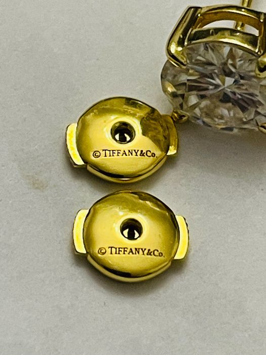 Tiffany & Co, 925, Сребърни  позлатени обеци с камък моасонит.