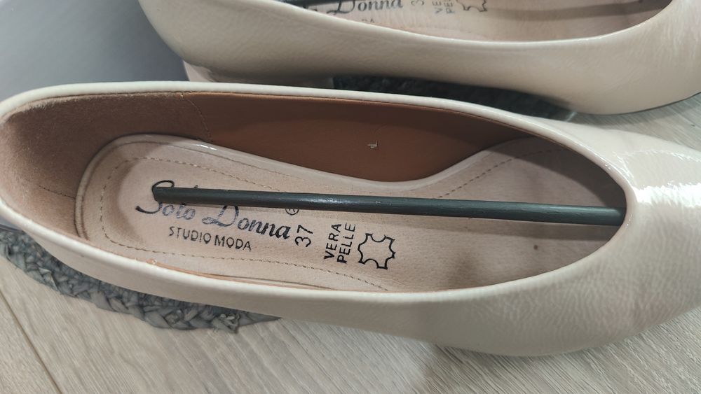 Pantofi cu toc patrat 37 nude/bej deschis Solo Donna Benvenuti piele