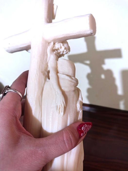 Страхотна Статуетка-Разпятие От Алабастър