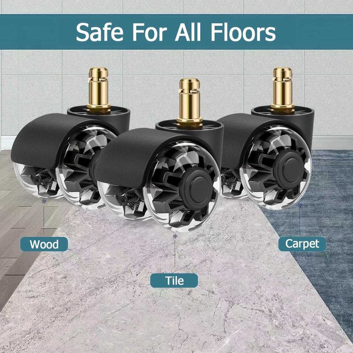 Set de 5 roți pentru scaune de birou 10 x 22 mm