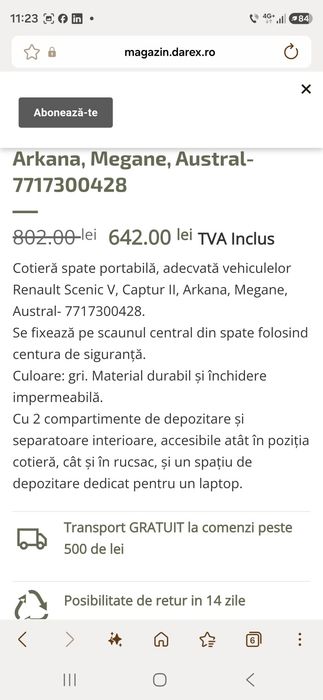 Rucsac / cotiera Renault