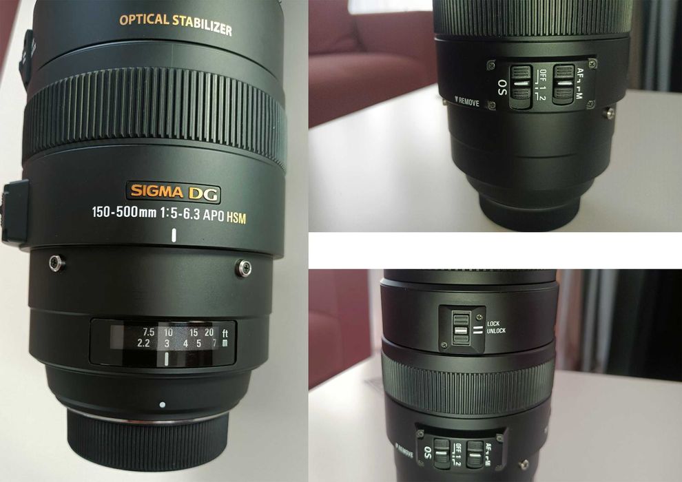 Vând obiectiv Sigma 150-500mm F 5-6.3 APO DG OS Nikon AF-S FX