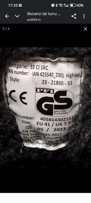 Echipament de lucru complet ,ciubica ,vesta pantalon ,bocanci