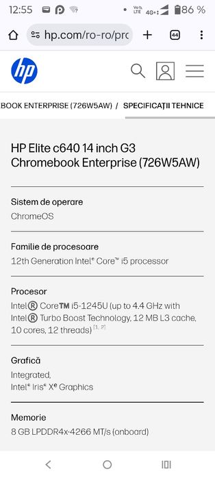 HP Elite Chromebook C640 G3 13.3" nou sigilat