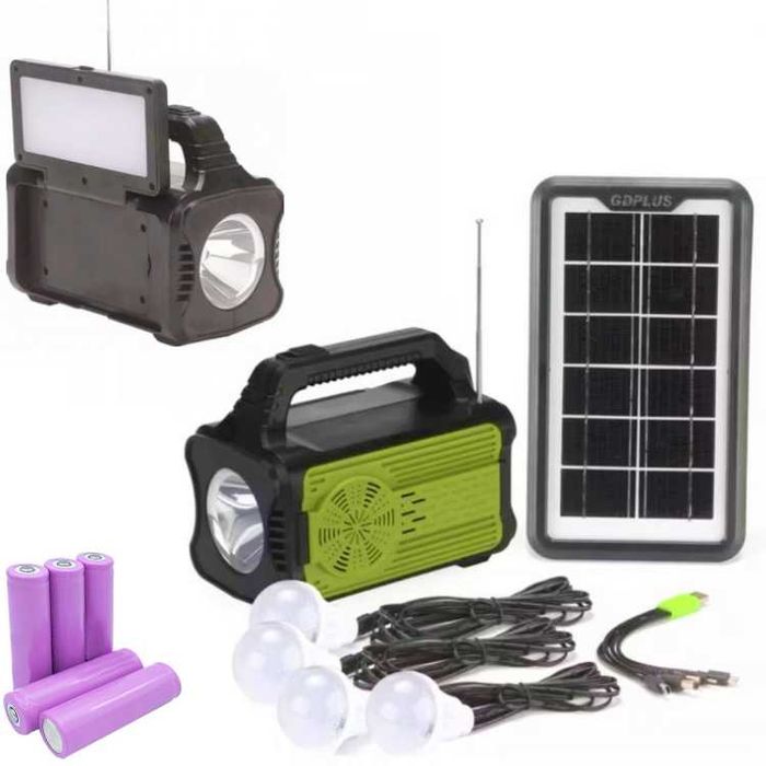 Panou solar 5 acumulatori LiIon 4 bec incarcare telefon lanterna radio