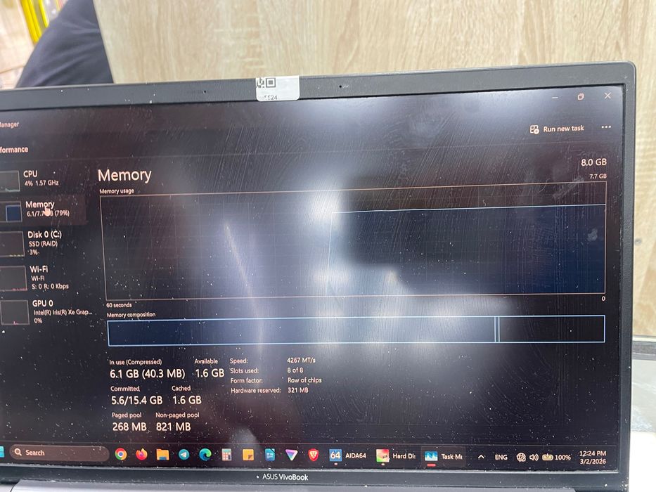 Asus Vivobook i5 1135G7 2.4 Ghz 8GB RAM 250 GB storage