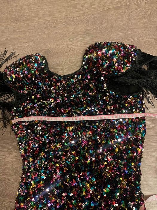 Rochie bby cu paiete si epoleti cu franjuri