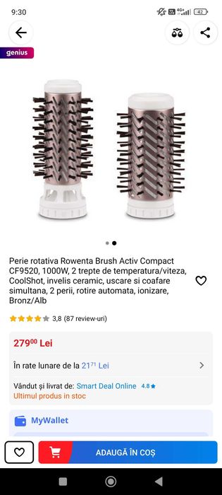 Perie rotativa Rowenta cu 2 perii