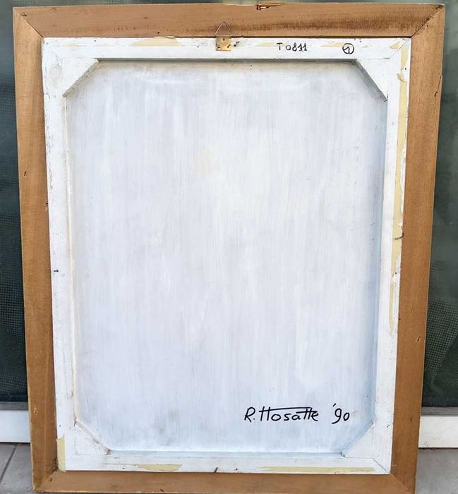 Tablou vechi - flori in vaza alba - semnat R. Hosatte 90