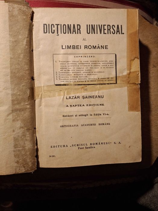 Saineanu Dictionar al limbei romane ed. 1925
Editura: Scrisul Romanesc
