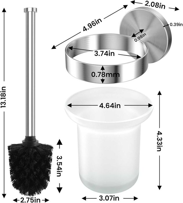 НОВИ! 2 броя Стенна четка за тоалетна, без пробиване, неръждаема стома