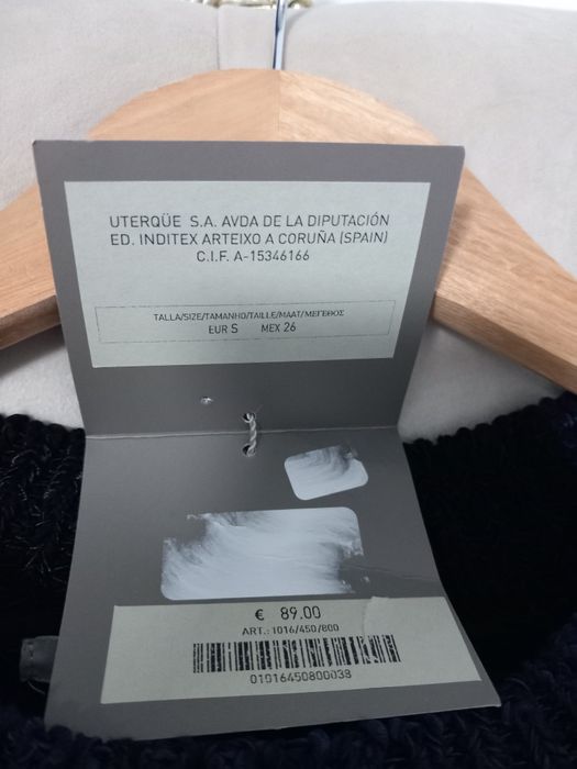 Pulover lung tricotat Uterque bleumarin cu negru mărimea S