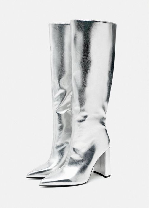 Zara ботуши цвят метално сиви