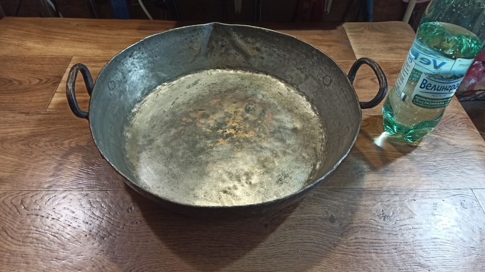 Старинен Меден съд за готвене на огън Copper pot