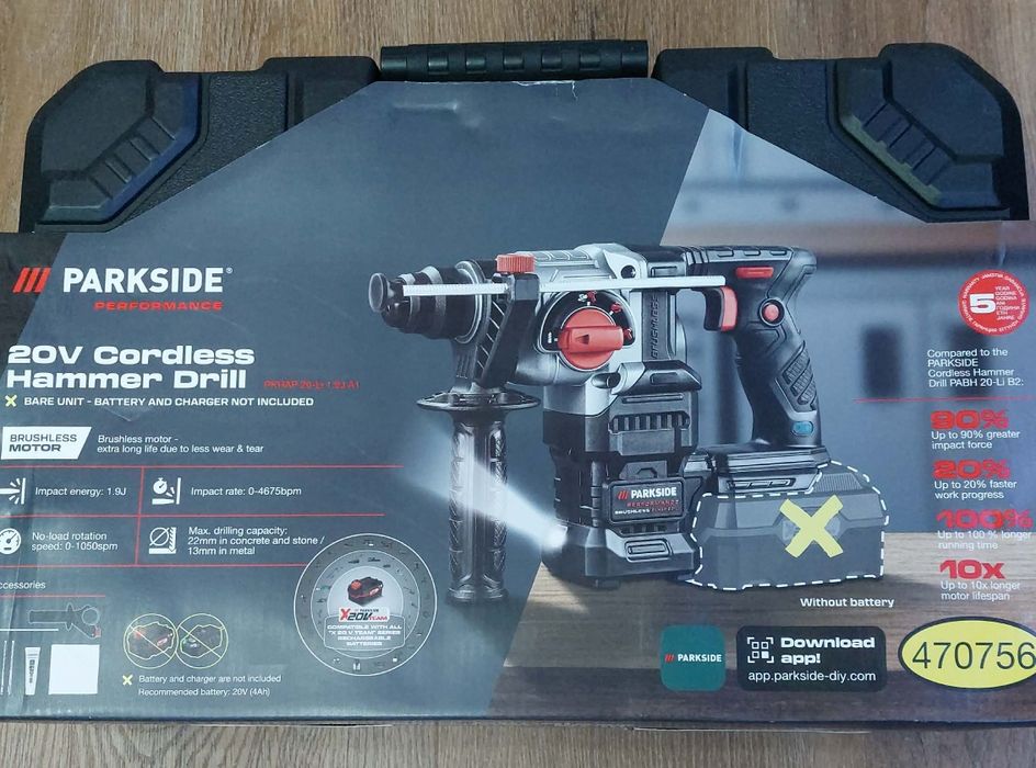 Ciocan rotopercutor  20 V,PARKSIDE PERFORMANCE  20-Li 1.9j A1,Nou!