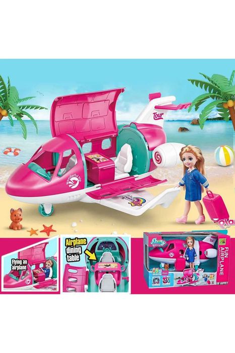 Комплект кукла със самолет и аксесоари