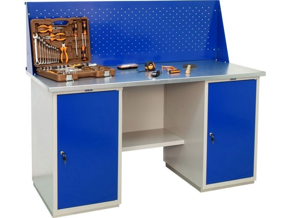 Слесарные верстаки из металла, 2-х тумбовы / Metall chilangar stollari