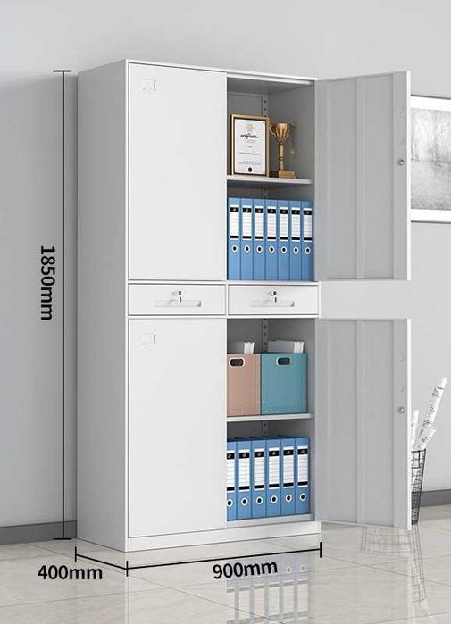 Zanglamaydigan po‘latdan kitob javoni — kuchli metall tokchalar bilan