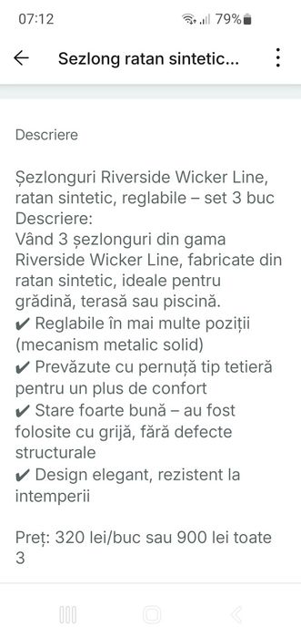 Vând 3 șezlonguri