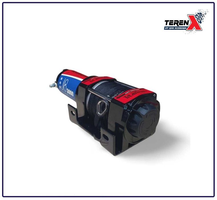 Troliu ATV Titanium Winch J8 3000 LBS (1360kg) cu șufă sintetică