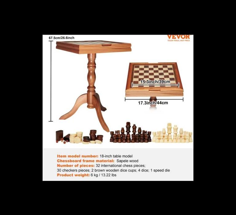 Луксозен дървен шах маса