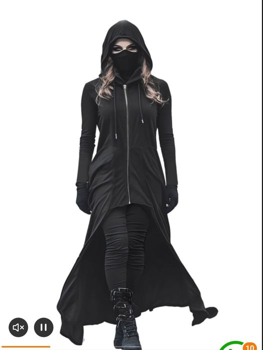 Черен дълъг суичър готик стил