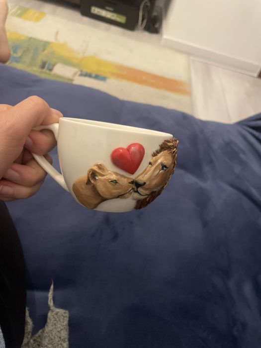 Чаша керамична с декорация от полимерна глина