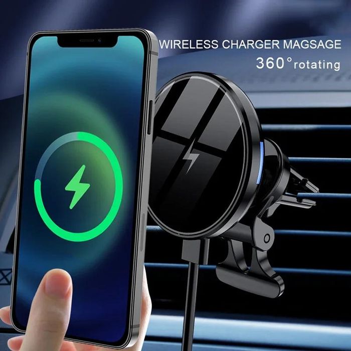 Магнитна стойка за телефон с безжично зареждане 15W за автомобил Държа