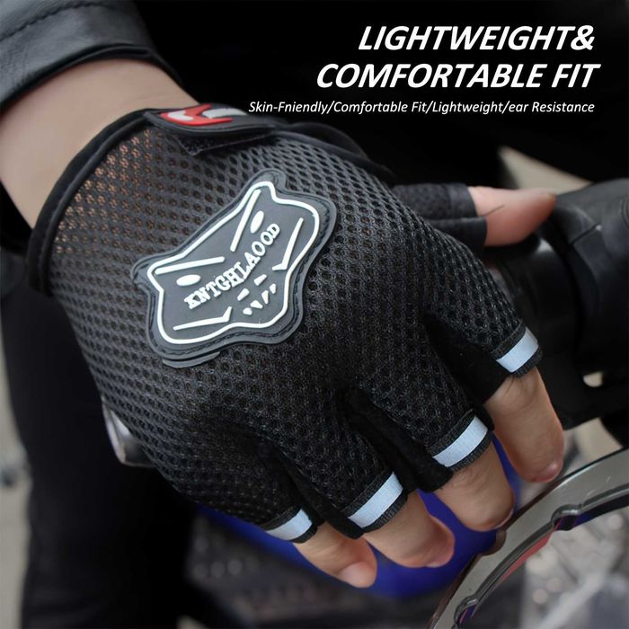 Manusi ciclism pentru Bicicleta si Fitness cu protectie palma, din Material Respirabil, marime universala, Negru