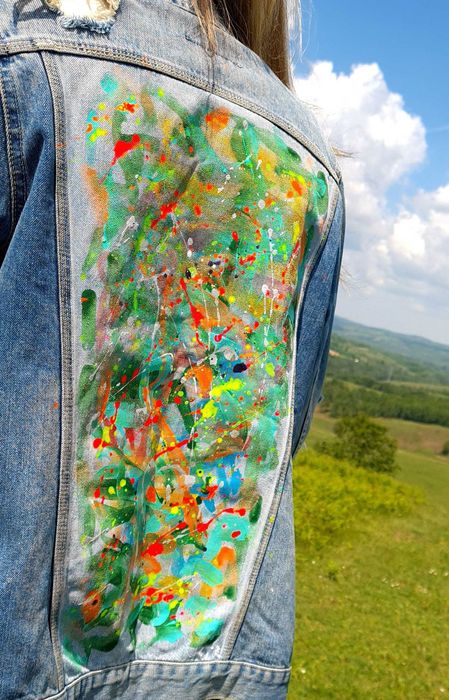 Geaca jeans Hand Painted